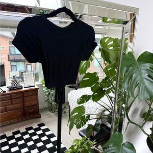 ALO Yoga Open Back Tie Ribbed Crop Tee